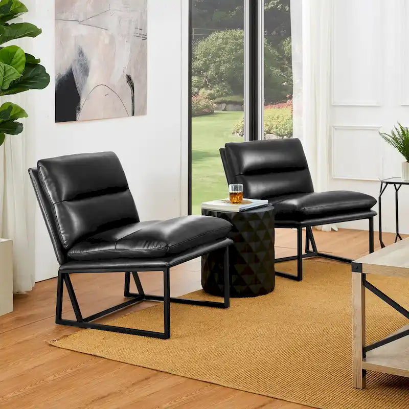Chaise d'appoint ergonomique moderne en PU sans accoudoirs, hauteur 76,8 cm