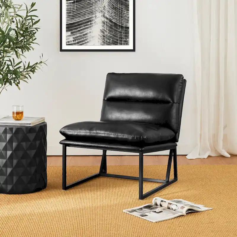 Chaise d'appoint ergonomique moderne en PU sans accoudoirs, hauteur 76,8 cm