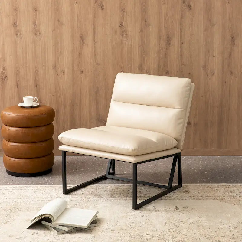 Chaise d'appoint ergonomique moderne en PU sans accoudoirs, hauteur 76,8 cm