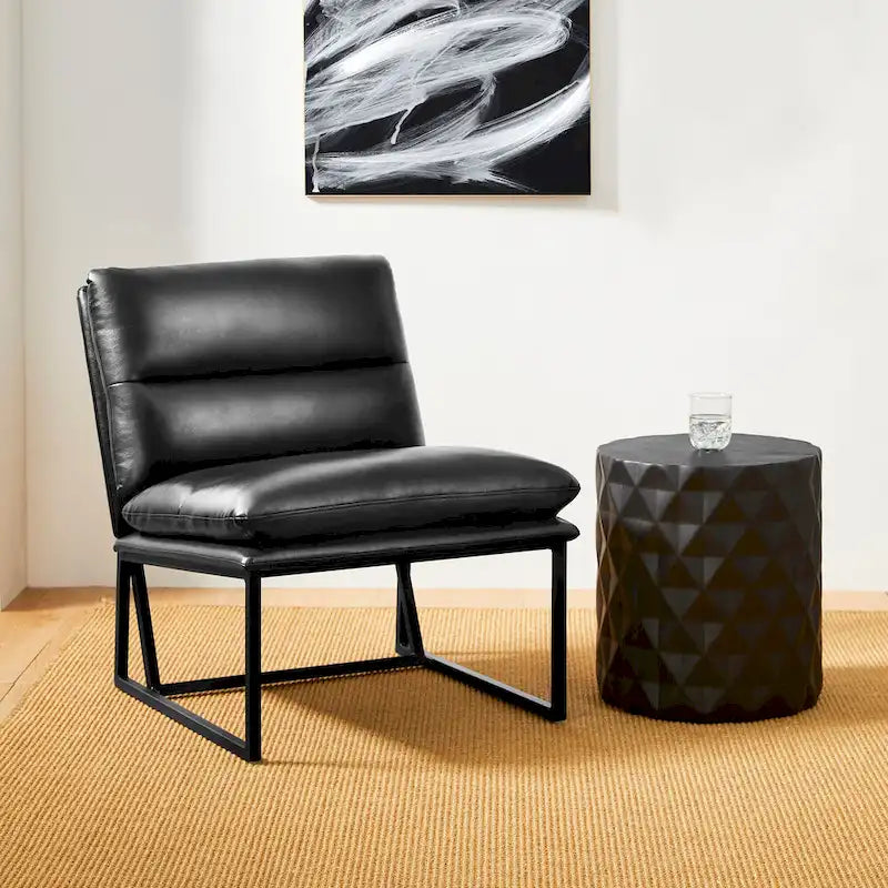 Chaise d'appoint ergonomique moderne en PU sans accoudoirs, hauteur 76,8 cm