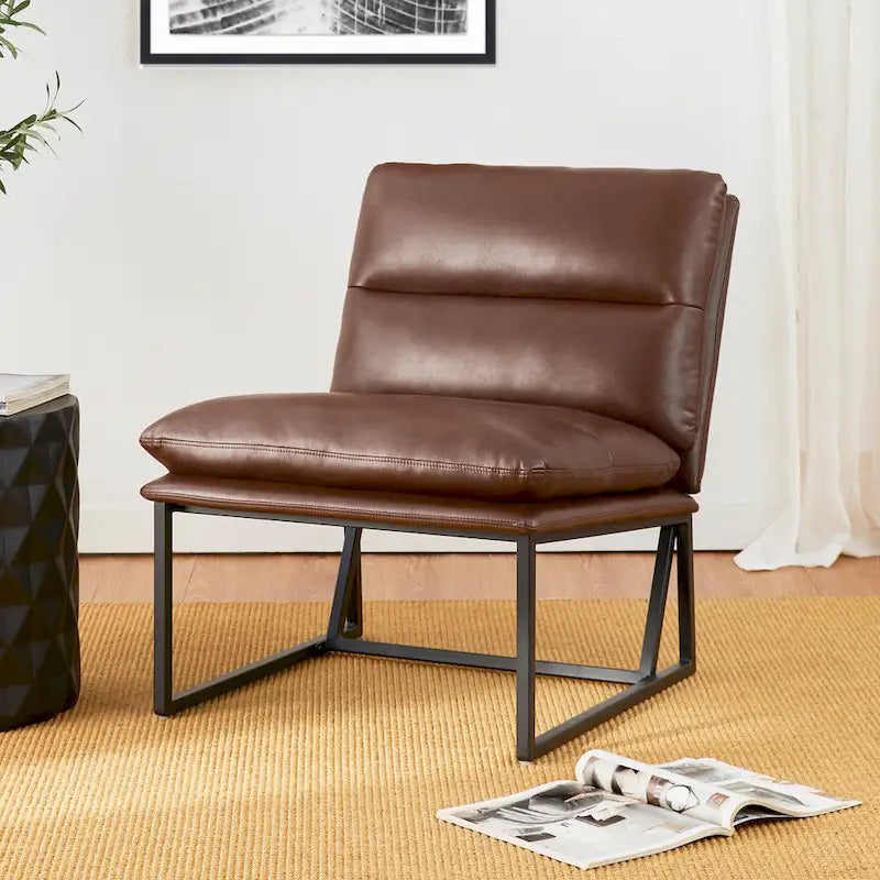 Chaise d'appoint ergonomique moderne en PU sans accoudoirs, hauteur 76,8 cm