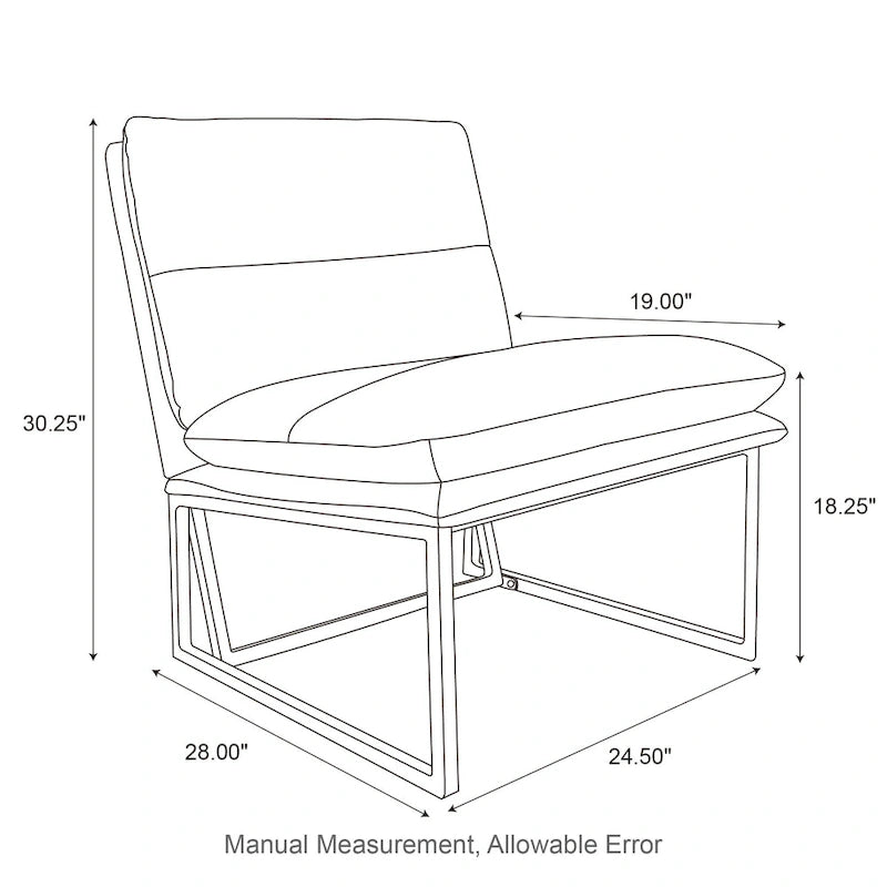 Chaise d'appoint ergonomique moderne en PU sans accoudoirs, hauteur 76,8 cm