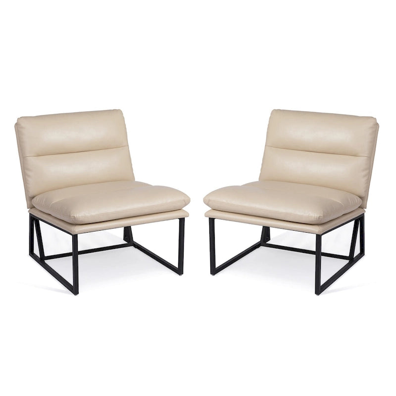 Chaise d'appoint ergonomique moderne en PU sans accoudoirs, hauteur 76,8 cm