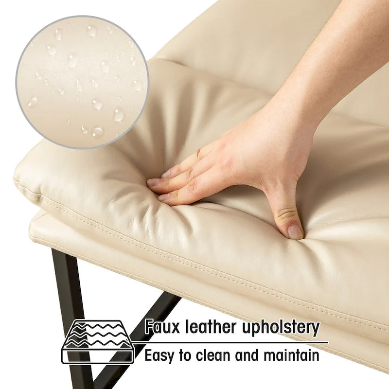 Chaise d'appoint ergonomique moderne en PU sans accoudoirs, hauteur 76,8 cm