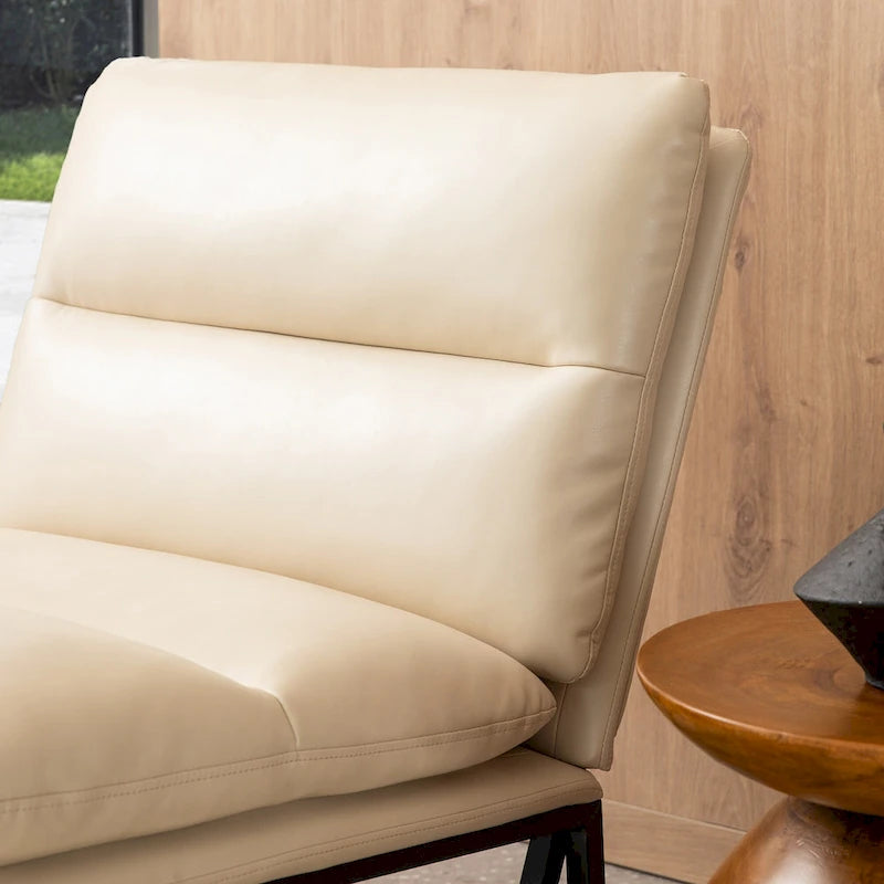 Chaise d'appoint ergonomique moderne en PU sans accoudoirs, hauteur 76,8 cm