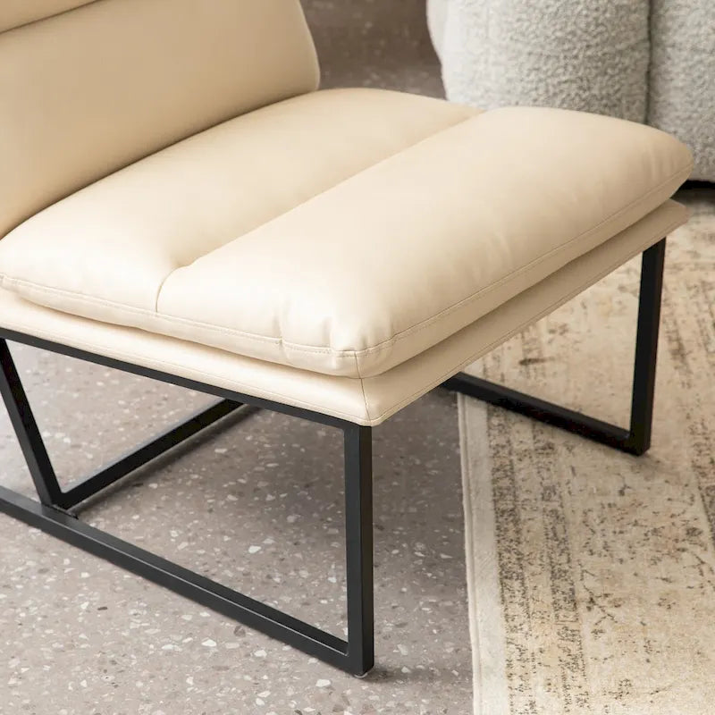 Chaise d'appoint ergonomique moderne en PU sans accoudoirs, hauteur 76,8 cm