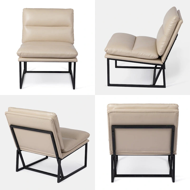 Chaise d'appoint ergonomique moderne en PU sans accoudoirs, hauteur 76,8 cm