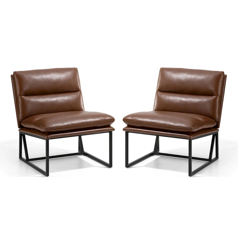 Chaise d'appoint ergonomique moderne en PU sans accoudoirs, hauteur 76,8 cm