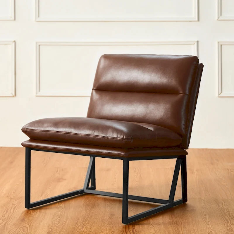 Chaise d'appoint ergonomique moderne en PU sans accoudoirs, hauteur 76,8 cm