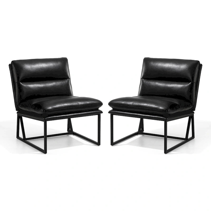 Chaise d'appoint ergonomique moderne en PU sans accoudoirs, hauteur 76,8 cm