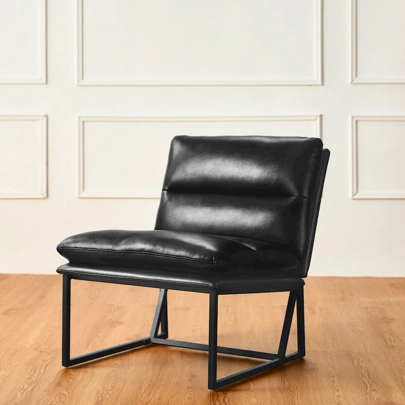 Chaise d'appoint ergonomique moderne en PU sans accoudoirs, hauteur 76,8 cm