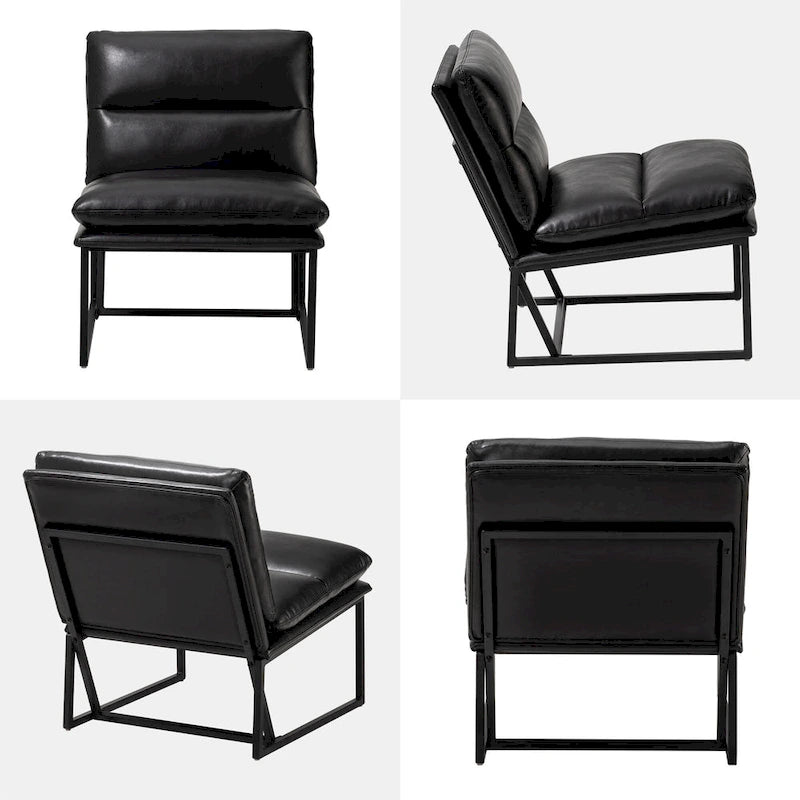 Chaise d'appoint ergonomique moderne en PU sans accoudoirs, hauteur 76,8 cm