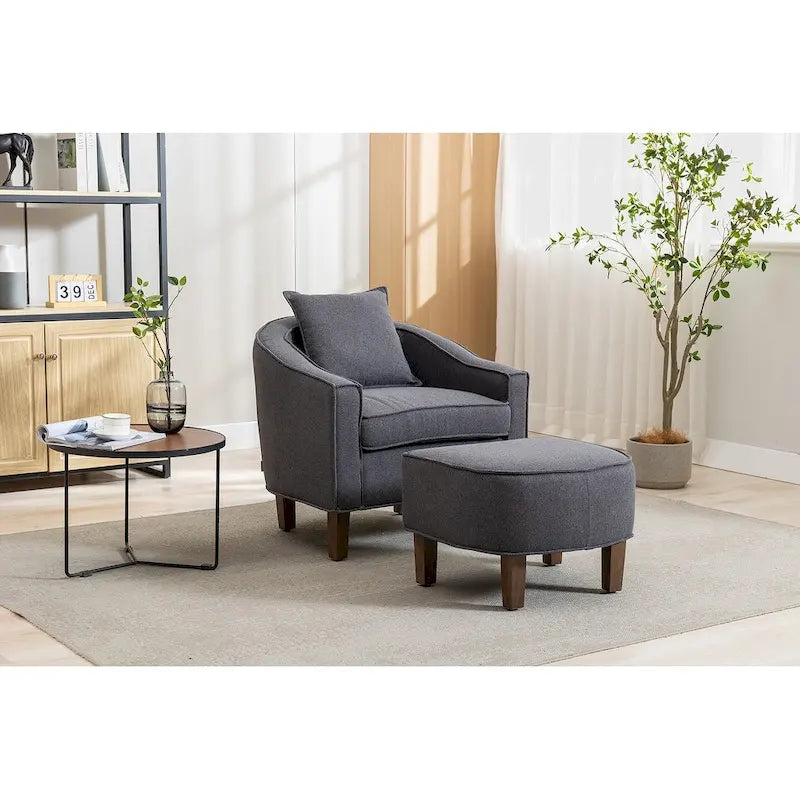 Fauteuil club d'appoint Mid-Century Modern avec dossier capitonné et accoudoirs arrondis
