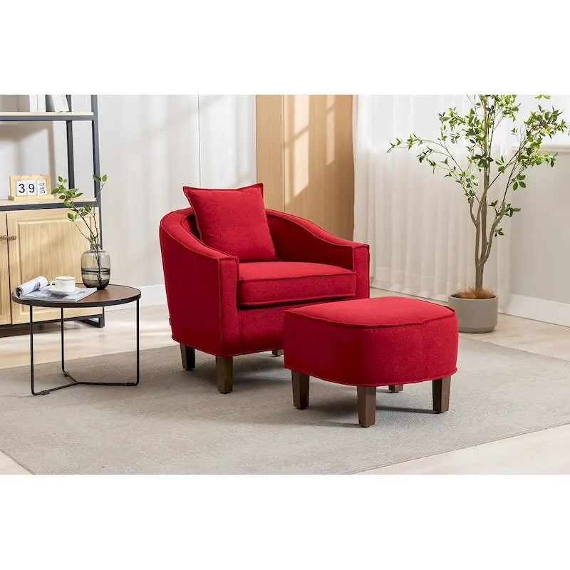 Fauteuil club d'appoint Mid-Century Modern avec dossier capitonné et accoudoirs arrondis
