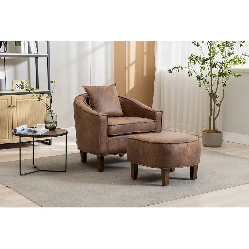 Fauteuil club d'appoint Mid-Century Modern avec dossier capitonné et accoudoirs arrondis