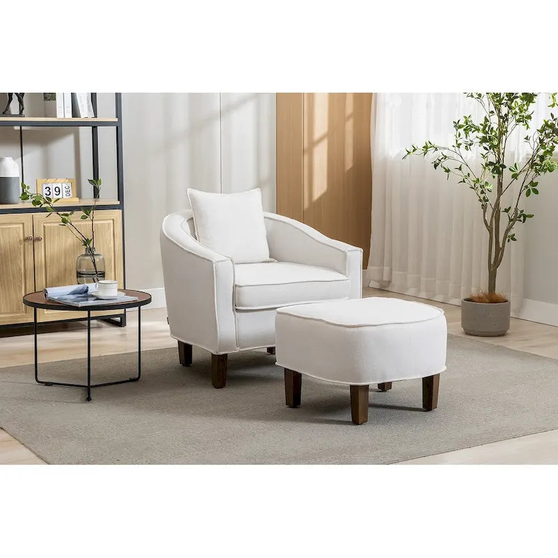 Fauteuil club d'appoint Mid-Century Modern avec dossier capitonné et accoudoirs arrondis