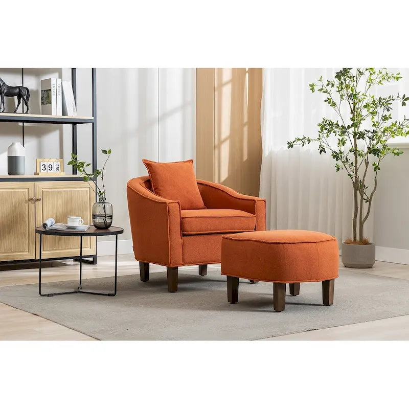 Fauteuil club d'appoint Mid-Century Modern avec dossier capitonné et accoudoirs arrondis