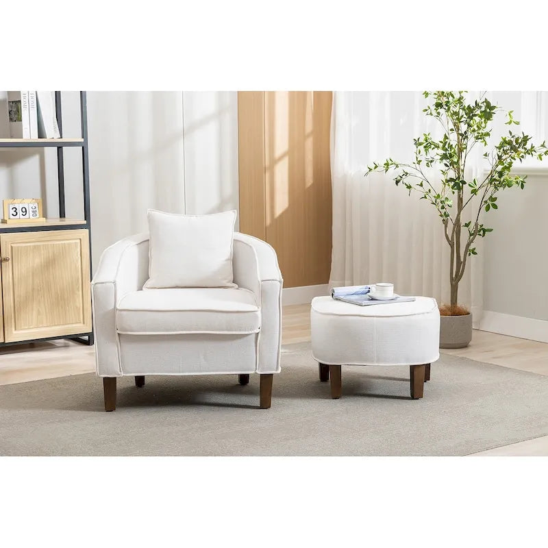 Fauteuil club d'appoint Mid-Century Modern avec dossier capitonné et accoudoirs arrondis