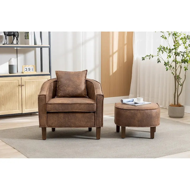 Fauteuil club d'appoint Mid-Century Modern avec dossier capitonné et accoudoirs arrondis