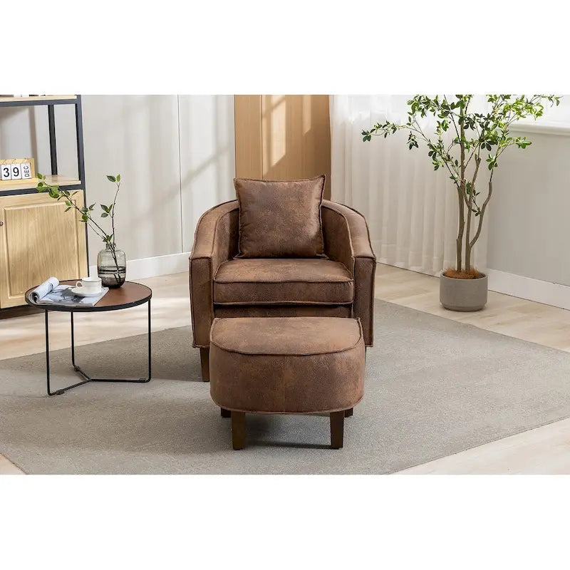 Fauteuil club d'appoint Mid-Century Modern avec dossier capitonné et accoudoirs arrondis