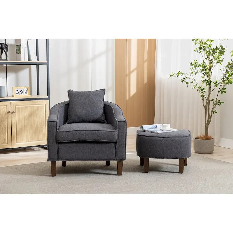 Fauteuil club d'appoint Mid-Century Modern avec dossier capitonné et accoudoirs arrondis