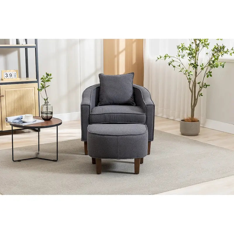 Fauteuil club d'appoint Mid-Century Modern avec dossier capitonné et accoudoirs arrondis