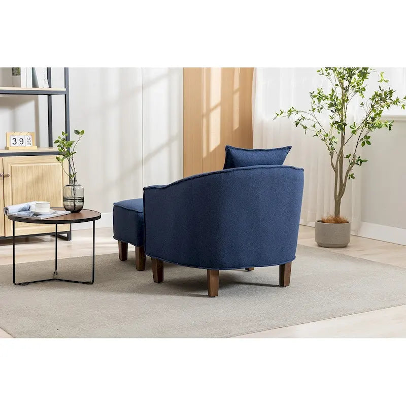 Fauteuil club d'appoint Mid-Century Modern avec dossier capitonné et accoudoirs arrondis