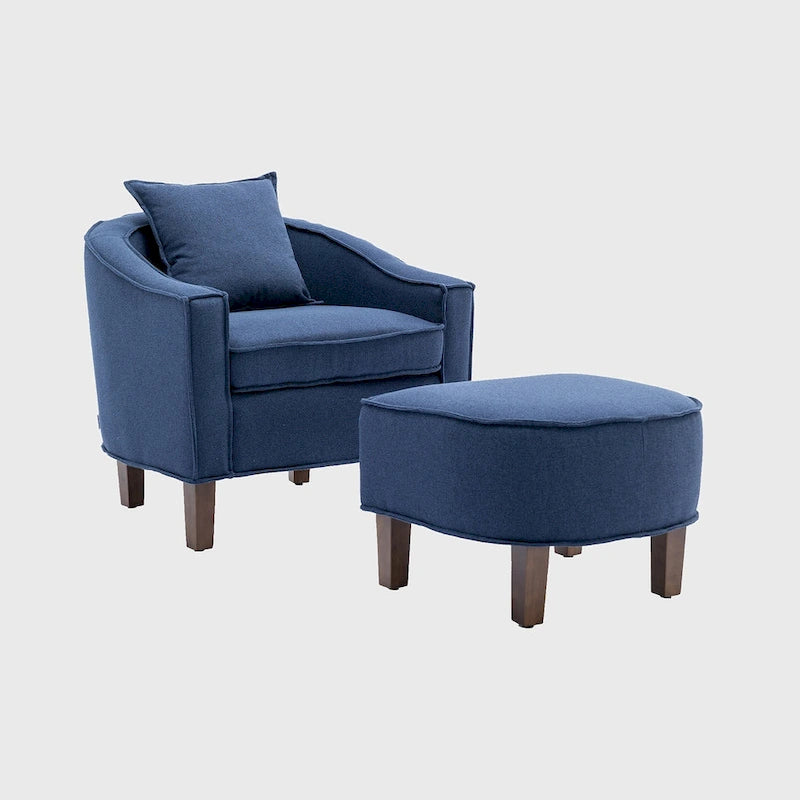Fauteuil club d'appoint Mid-Century Modern avec dossier capitonné et accoudoirs arrondis