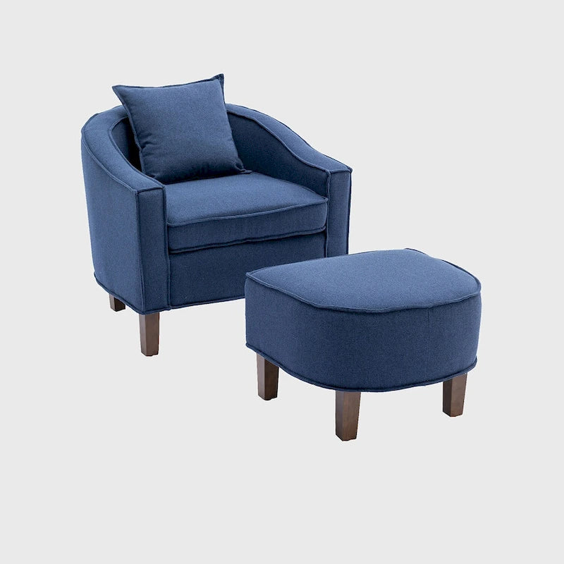 Fauteuil club d'appoint Mid-Century Modern avec dossier capitonné et accoudoirs arrondis