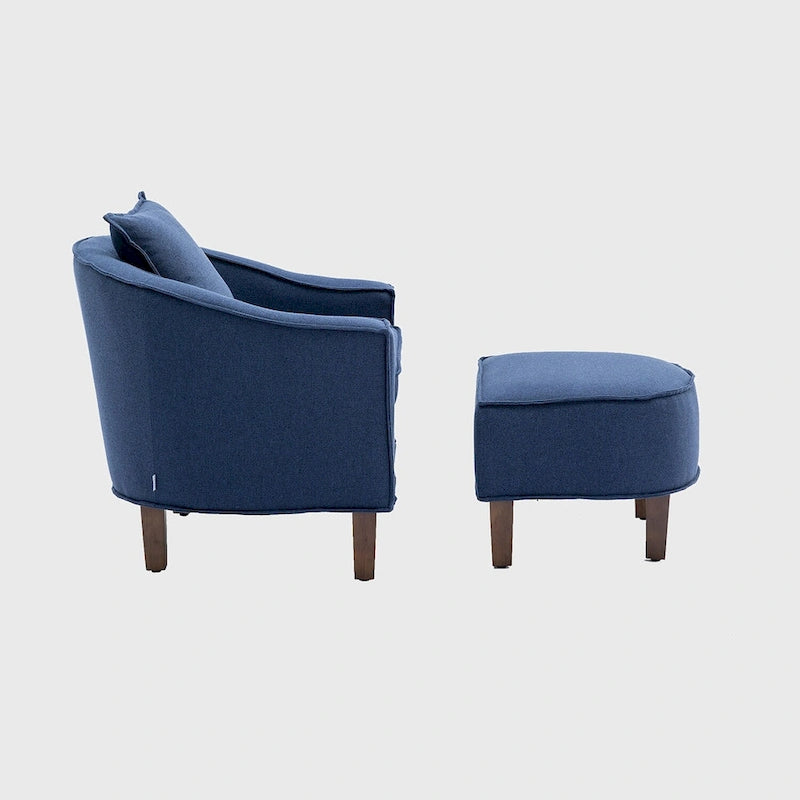 Fauteuil club d'appoint Mid-Century Modern avec dossier capitonné et accoudoirs arrondis