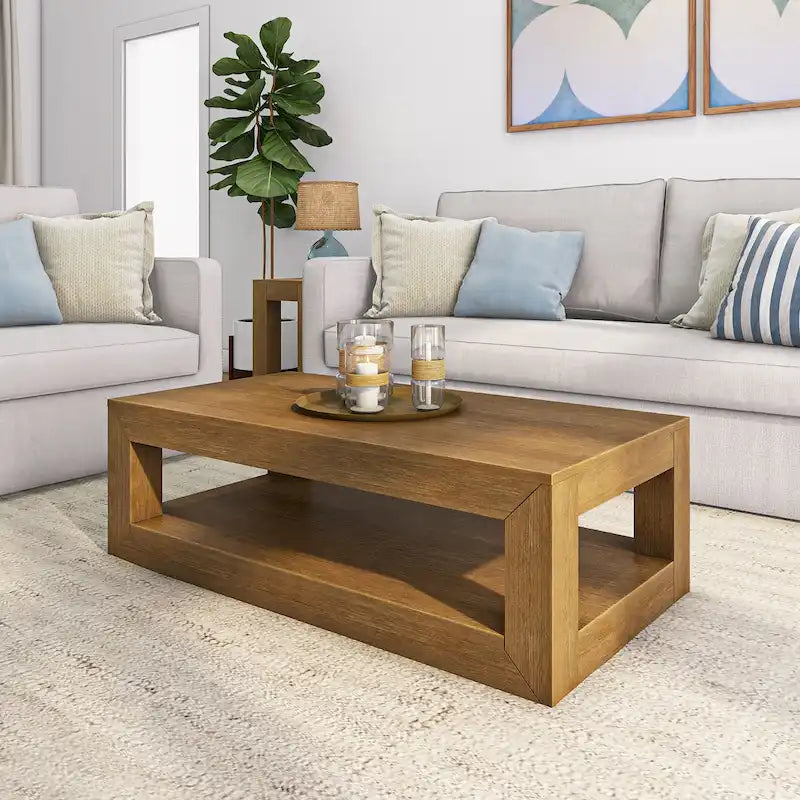 Table basse rectangulaire moderne avec étagère
