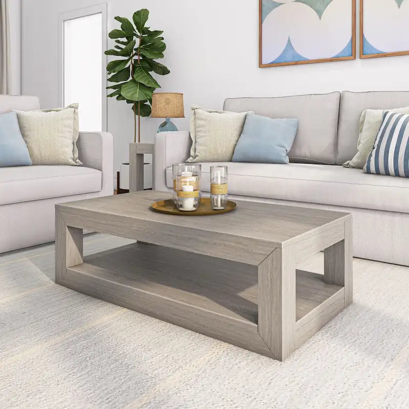 Table basse rectangulaire moderne avec étagère