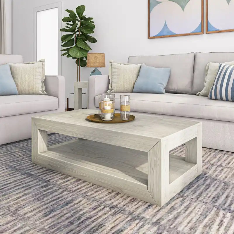 Table basse rectangulaire moderne avec étagère