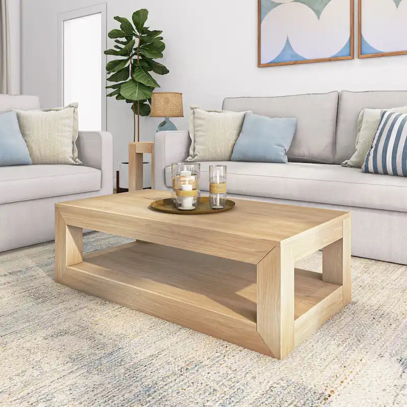 Table basse rectangulaire moderne avec étagère
