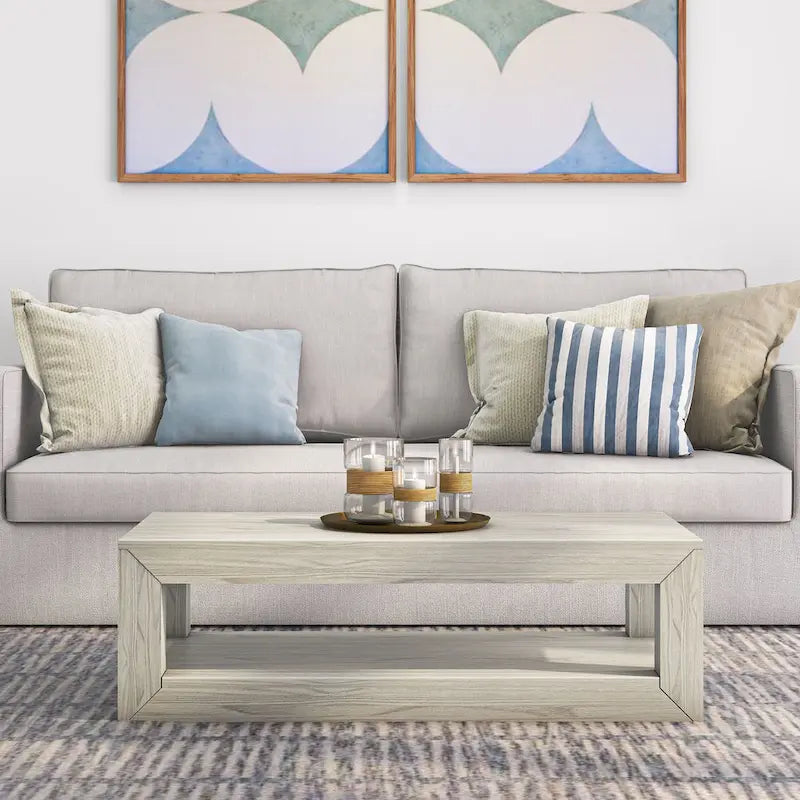 Table basse rectangulaire moderne avec étagère