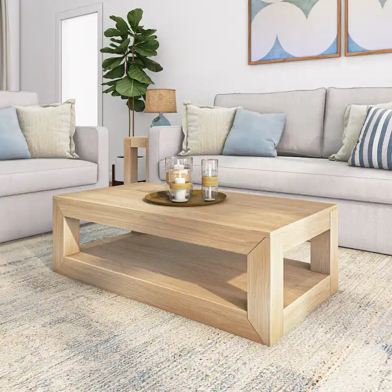 Table basse rectangulaire moderne avec étagère