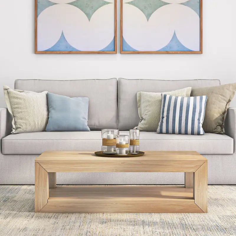 Table basse rectangulaire moderne avec étagère