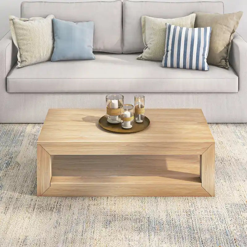 Table basse rectangulaire moderne avec étagère