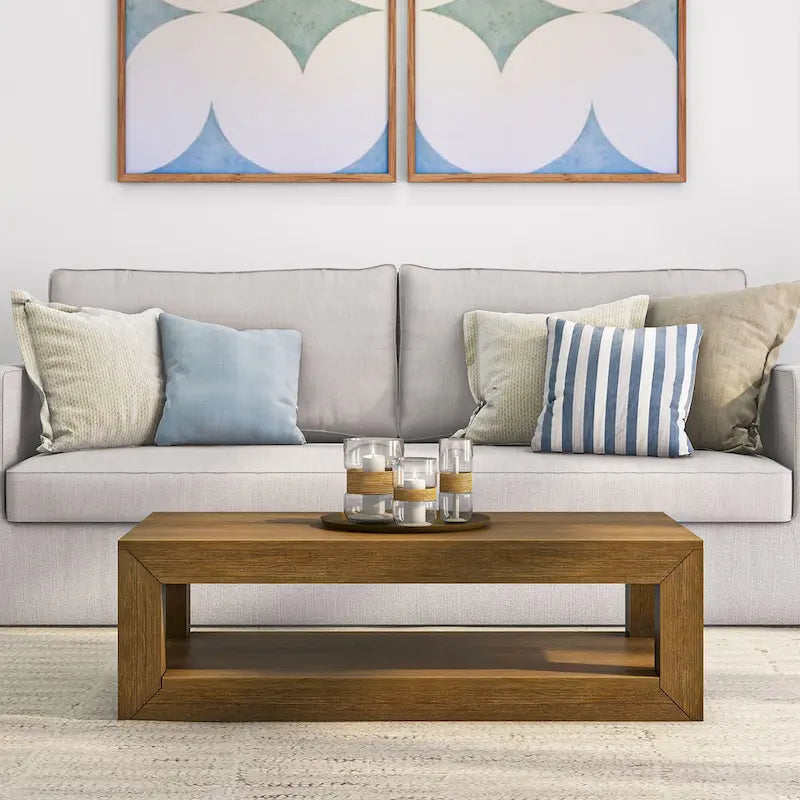 Table basse rectangulaire moderne avec étagère