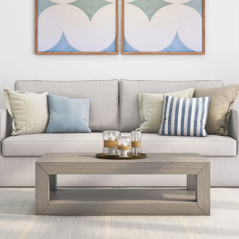 Table basse rectangulaire moderne avec étagère