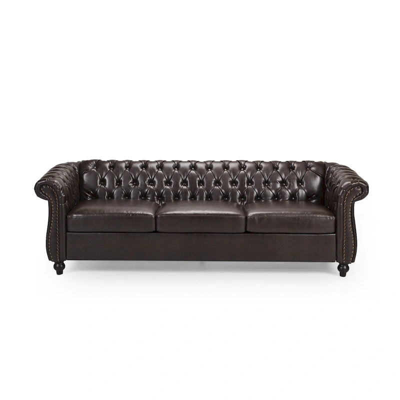 Canapé Chesterfield capitonné en similicuir