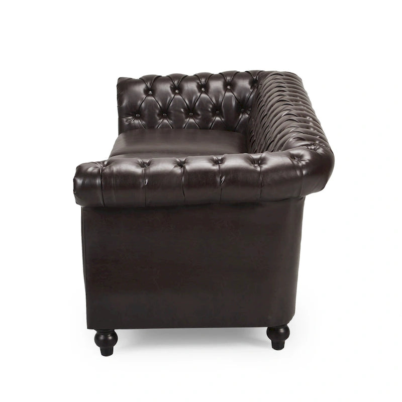 Canapé Chesterfield capitonné en similicuir