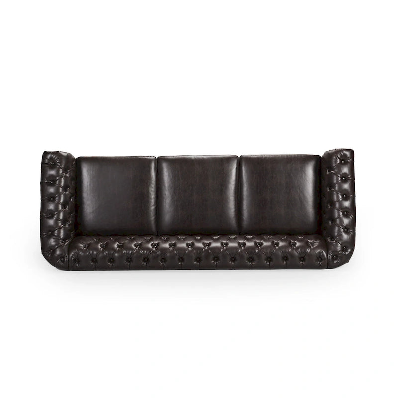 Canapé Chesterfield capitonné en similicuir