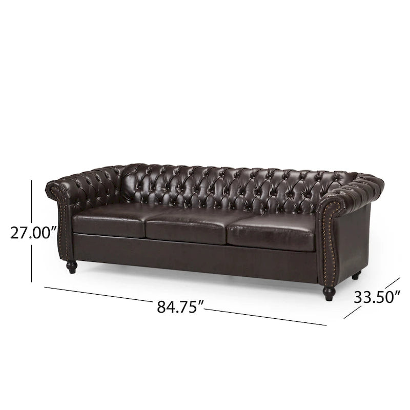 Canapé Chesterfield capitonné en similicuir