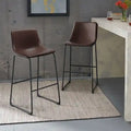 Tabouret de bar hauteur comptoir en similicuir avec cadre en fer, 76 cm
