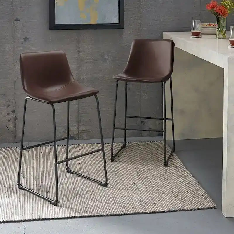 Tabouret de bar hauteur comptoir en similicuir avec cadre en fer, 76 cm