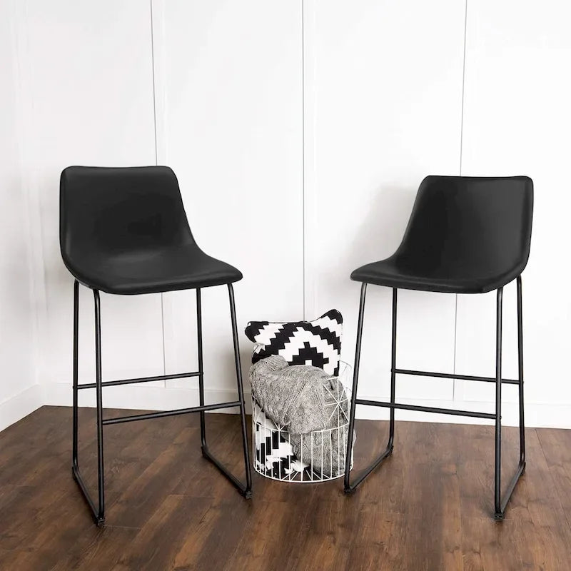 Tabouret de bar hauteur comptoir en similicuir avec cadre en fer, 76 cm