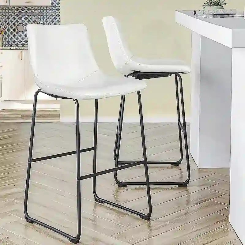 Tabouret de bar hauteur comptoir en similicuir avec cadre en fer, 76 cm