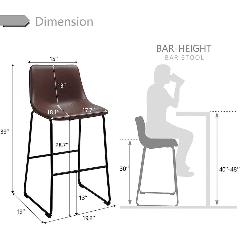 Tabouret de bar hauteur comptoir en similicuir avec cadre en fer, 76 cm