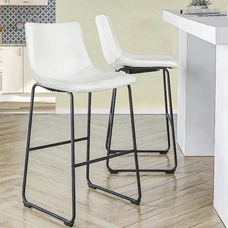 Tabouret de bar hauteur comptoir en similicuir avec cadre en fer, 76 cm